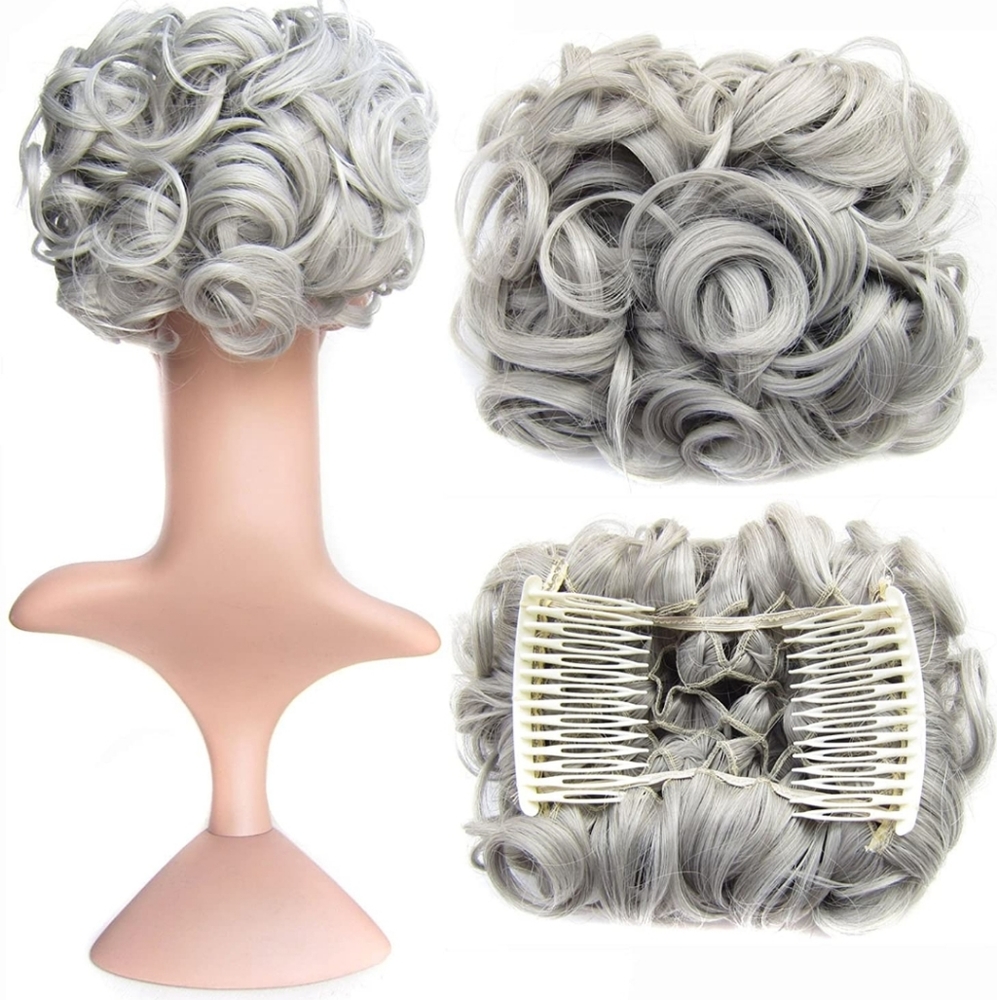 SWACC Short Messy Curly bun extension hairpiece